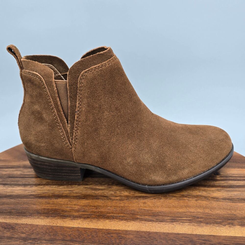 Skechers Chelsea Boots Women's 6.5 M Brown Suede Leather Pull On Block Heel